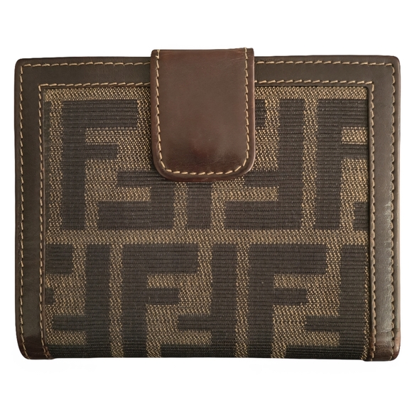 Fendi (Vintage) Zucca Canvas And Leather Bifold Wallet-Brown - Picture 3 of 11